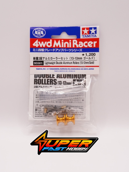 TAMIYA 95581 LIGHTWEIGHT DOUBLE ALUMINIUM ROLLERS (13-12mm/GOLD)