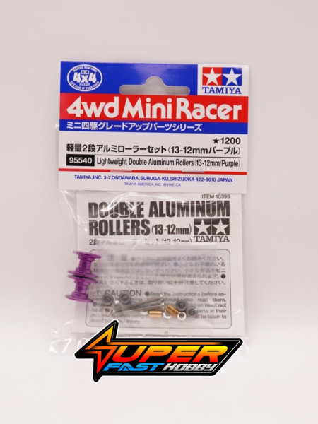 TAMIYA 95540 LIGHTWEIGHT DOUBLE ALUMINIUM ROLLERS (13-12mm/PURPLE)