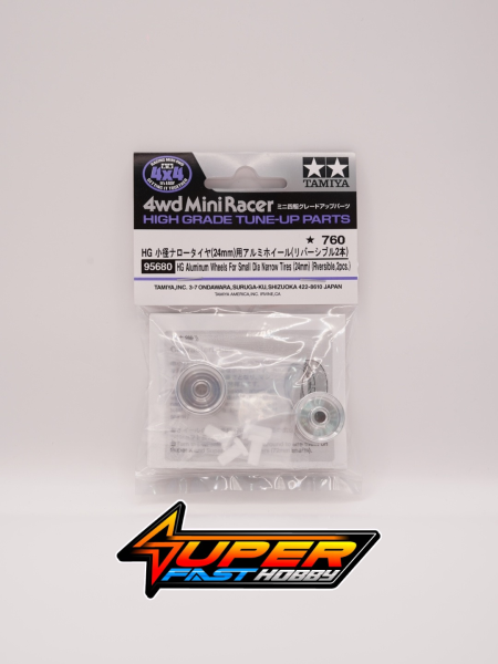 95680 HG ALUMINUM WHEELS for SMALL DIA. NARROW TIRES (24mm) (REVERSIBLE, 2PCS)