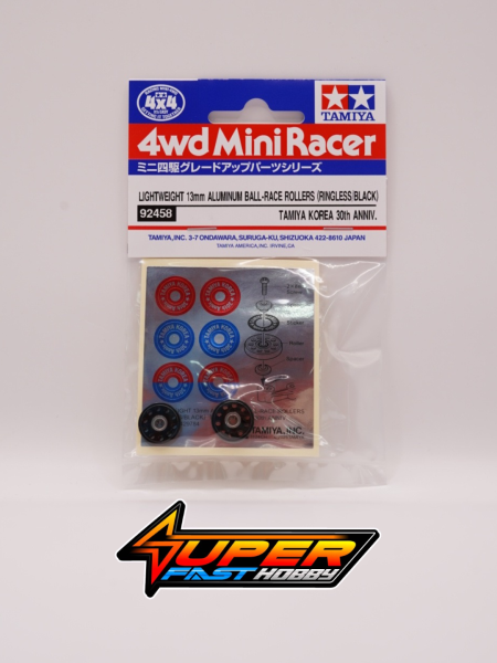 TAMIYA 92458 LIGHTWEIGHT 13mm ALUMINIUM BALL-RACE ROLLERS (RINGLESS BLACK) TAMIYA KOREA 30th ANNIV