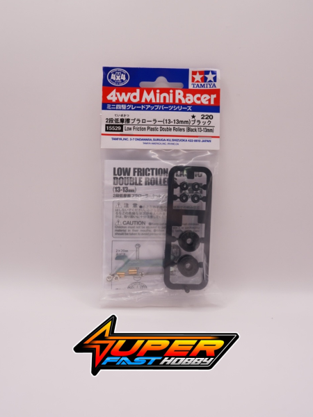 TAMIYA 15529 LOW FRICTION PLASTIC DOUBLE ROLLERS (BLACK/13-13mm)