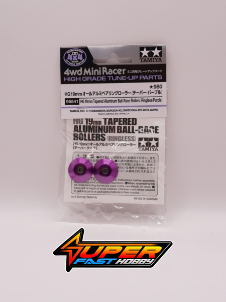 TAMIYA 95541 HG 19mm TAPERED ALUMINUM BALL-RACE ROLLERS (RINGLESS/PURPLE)