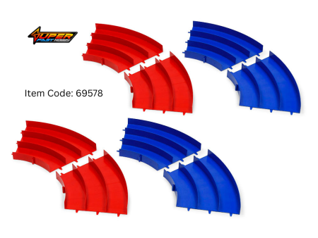 TAMIYA 69578 JAPAN CUP JUNIOR CIRCUIT CURVE SECTION SET (BLUERED, 4PCS. each)
