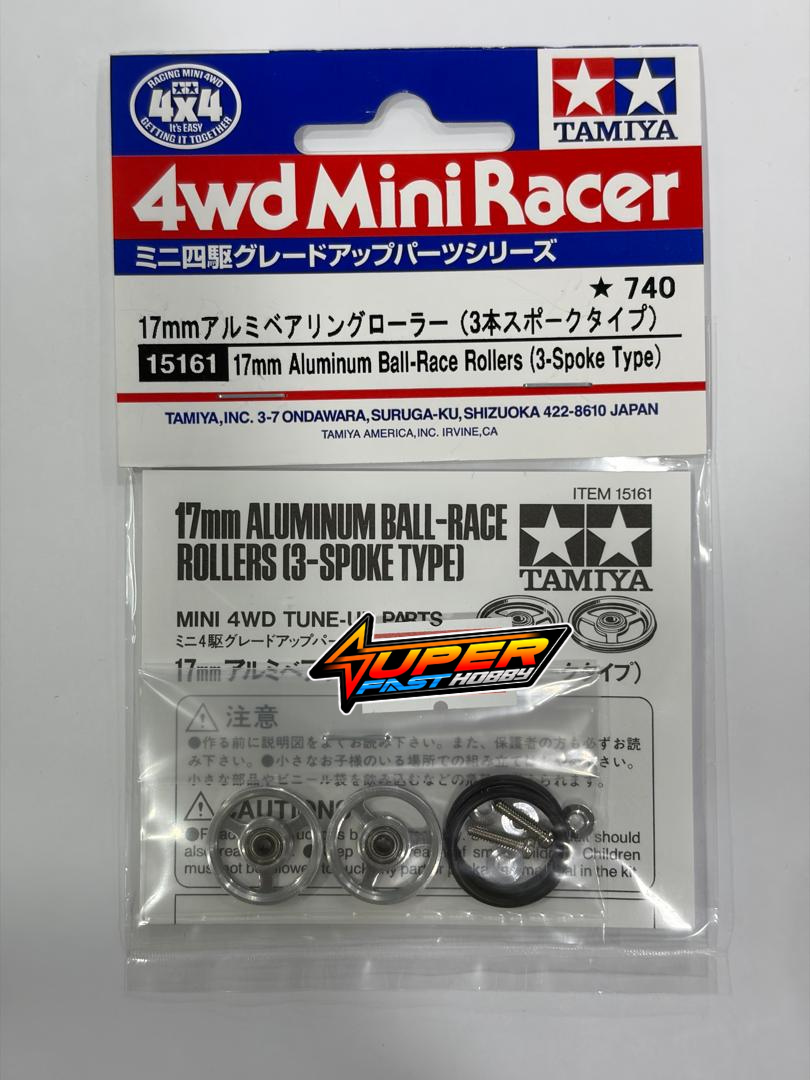 TAMIYA 15161 17㎜ ALUMINUM BALL-RACE ROLLERS (3-SPOKE TYPE)