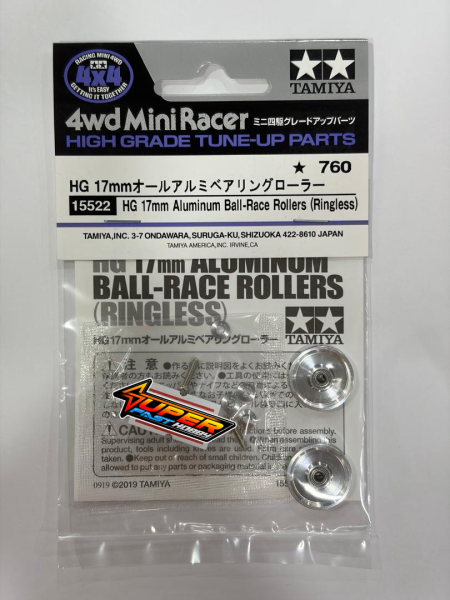 TAMIYA 15522 HG 17mm ALUMINUM BALL-RACE ROLLERS (RINGLESS)