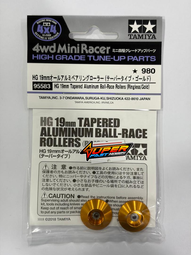 TAMIYA 95583 HG 19mm TAPERED ALUMINUM BALL-RACE ROLLERS (RINGLESSGOLD)
