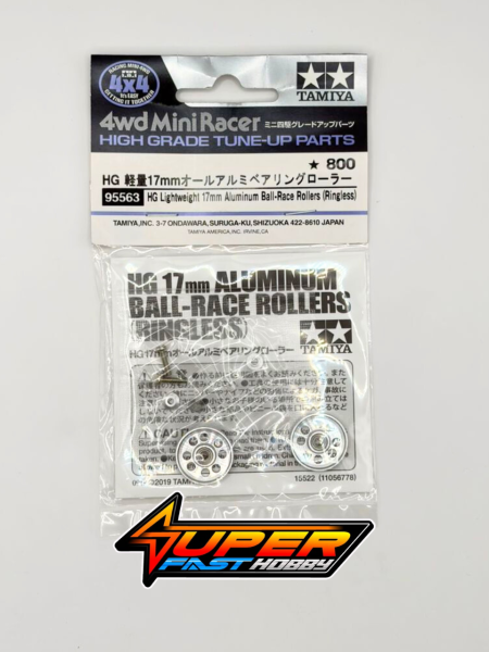 TAMIYA 95563 HG LIGHTWEIGHT 17mm ALUMINIUM BALL-RACE ROLLERS (RINGLESS)