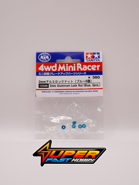 TAMIYA 15500 2mm ALUMINUM LOCK NUT (BLUE, 5PCS.)