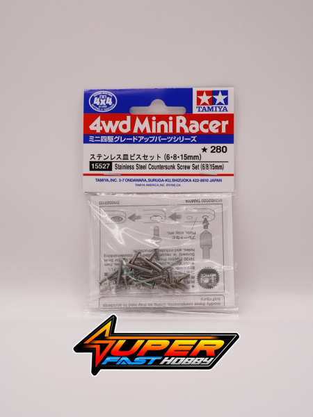 TAMIYA 15527 STAINLESS STEEL COUNTERSUNK SCREW SET (6/8/15mm)