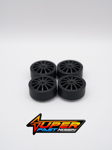 LOW FRICTION (BLACK) TIRE SET FOR OPEN CLASS BY SUPERFAST HOBBY